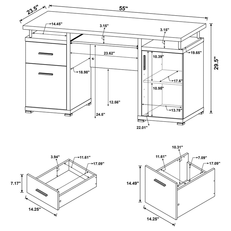 Swan - 2 Drawer Computer Desk - Mango Color