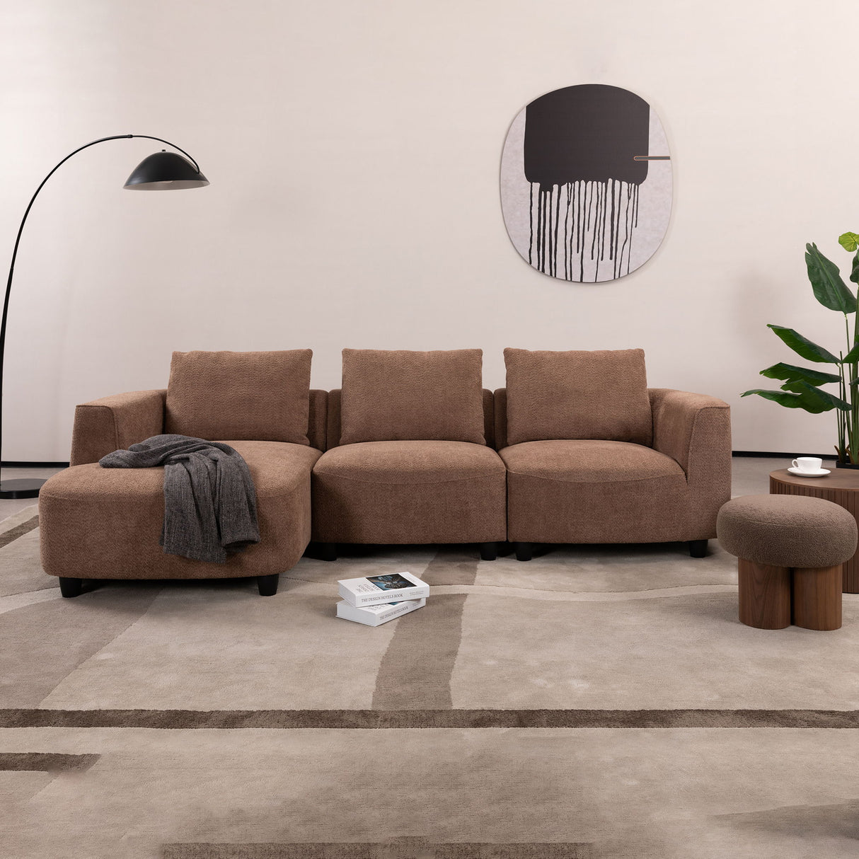 Mid-Century Modern 3 Seater Sofa With Recliner