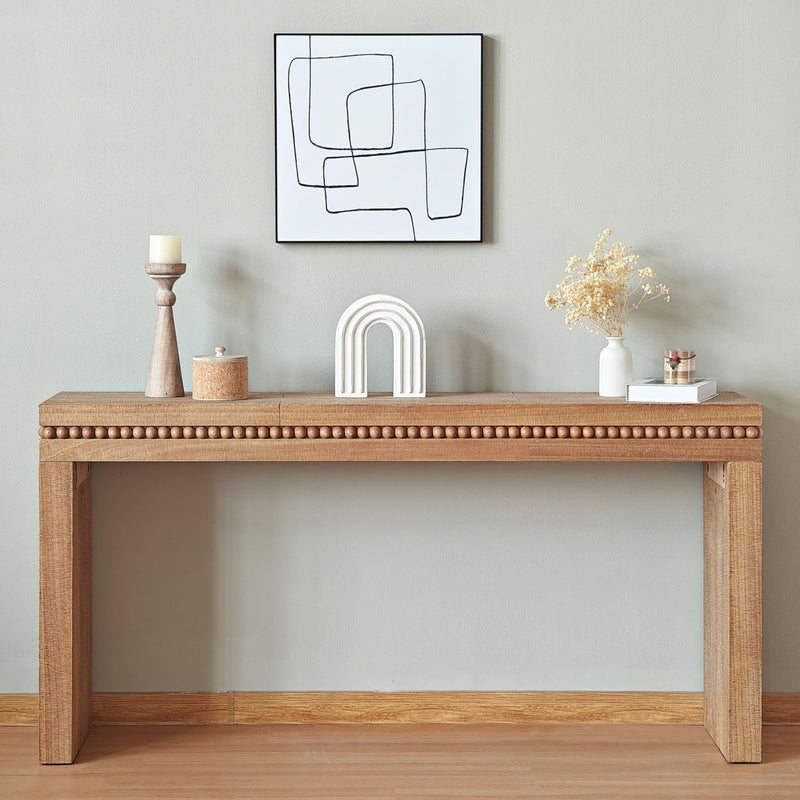 Modern Rustic Wood Table, Rectangular Living Room Center Table With Floating Top Design