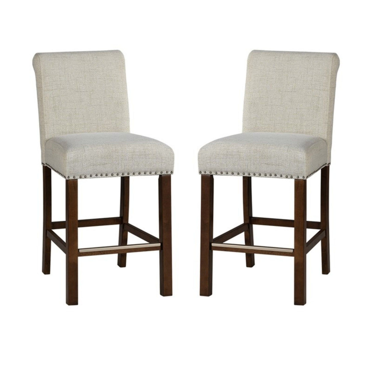 Upholstered Counter Stool With Nailhead Trim (Set of 2)