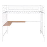 Full Loft Bed With Desk And Grid - White