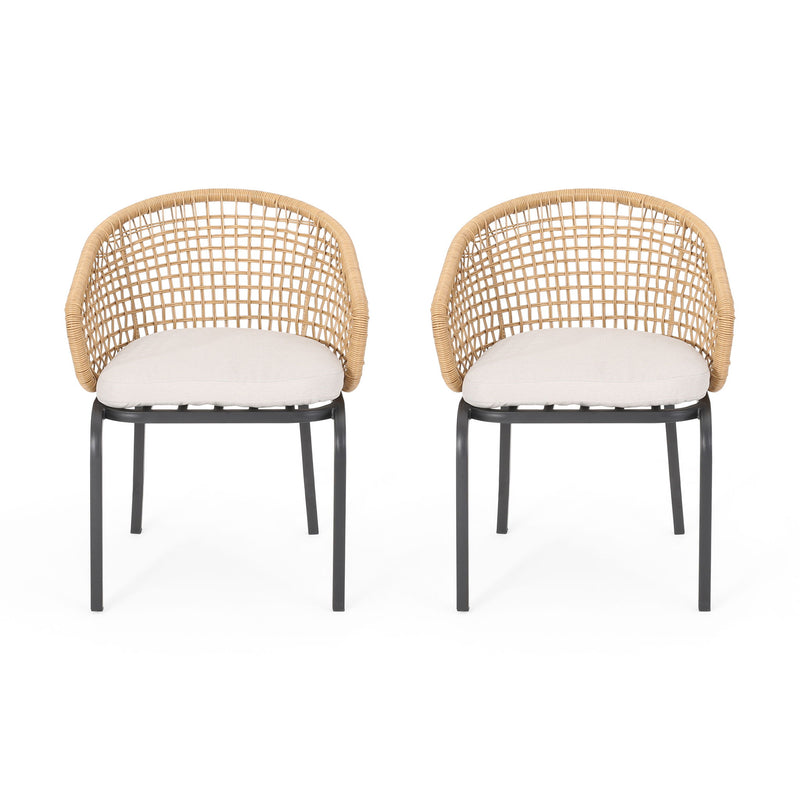 Outdoor Wicker Chair With Powder Coated Iron Legs