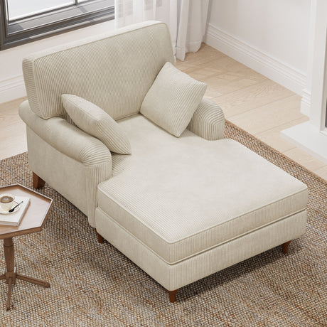 Oversized Chaise Lounger Modern Style Sofa Couch, With Pillows, Charge Station & Cup Holders