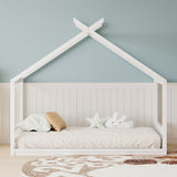 Montessori Style House Bed For Kids, Floor Bed Frame With Headboard And Footboard