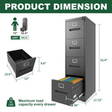 Premium Drawer File Cabinet With Lock, Metal Vertical Design, A4 Legal / Letter Size