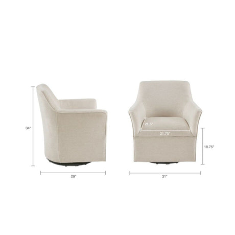 Swivel Glider Chair With 360 Degree Rotation Upholstery Solid Wood Frame - Cream