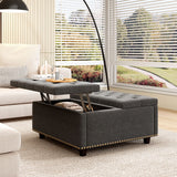Large Square Storage Ottoman With 2 Storage Doors