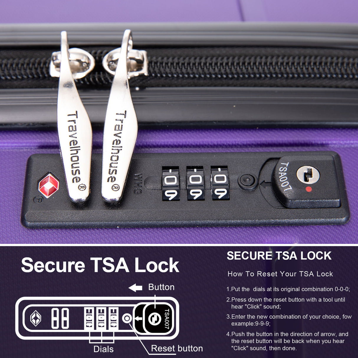 Hardshell Suitcase Spinner Wheels Lightweight Durable Suitcase With Tsa Lock, 3 Piece Set