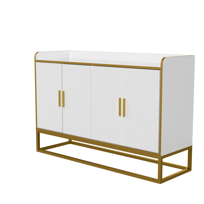 Modern Kitchen Buffet Storage Cabinet Cupboard White Gloss with Metal Legs for living room Kitchen