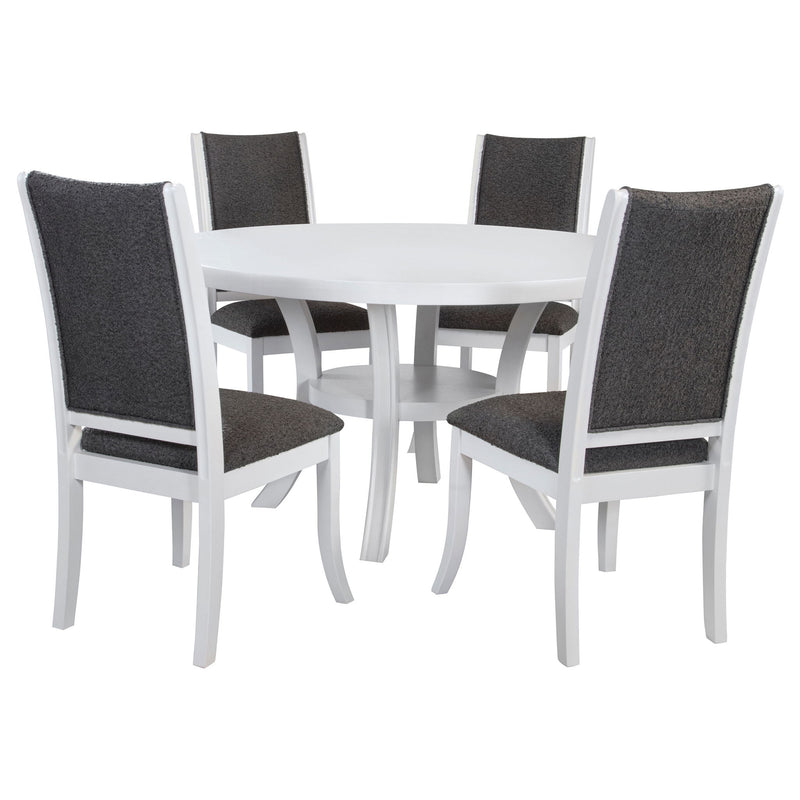 Tyler Pearl - 5 Piece Round Dining Table Set - White