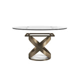 Modern Round Glass Top Dining Table With Carbon Steel Legs - White