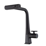 Modern Waterfall Kitchen Faucet With Temperature Display And Pull Down Sprayer, Zinc Construction - Matte Black