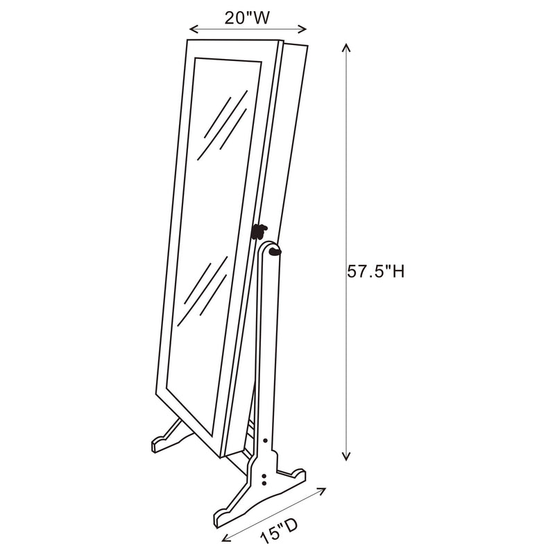Rosalba - Jewelry Cheval Mirror With Tilting Full Length Mirror And Hidden Storage - Light Gray
