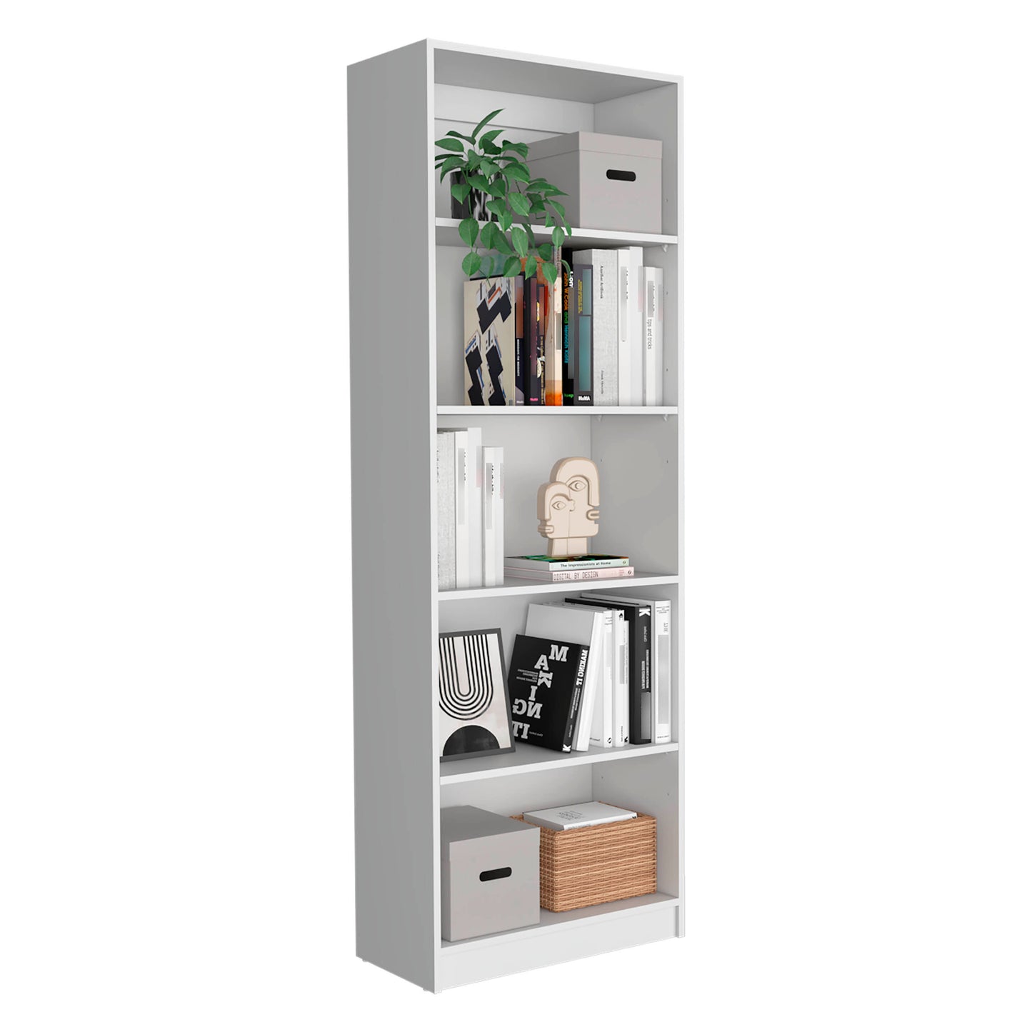 Dupree 4 Piece Home Bookcase set, 91" Wide with 17 Shelves And a Double-Door Cabinet ,  Living Room Set White