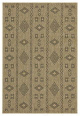 Earth - 5'3" X 7'3" Indoor, Outdoor Area Rug Polypropylene - Jute / Black