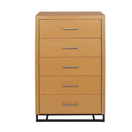 Glimmering Chest With 5 Drawers And Iron Base - Maple / Black