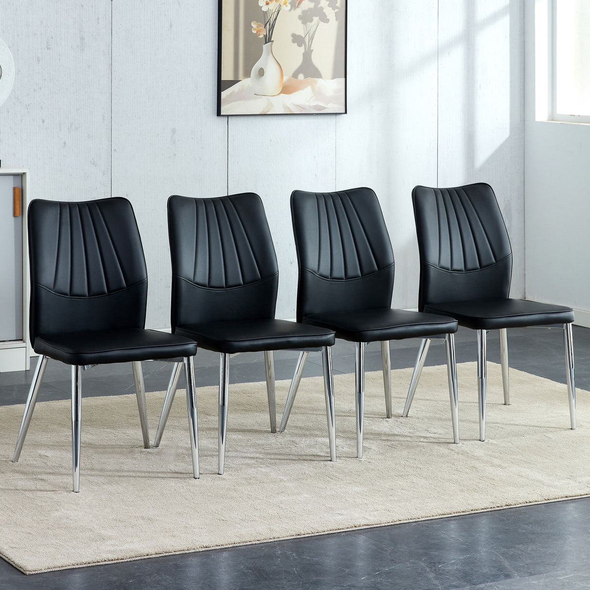Modern Middle Ages Style Dining Chairs With Cushions And Metal Legs