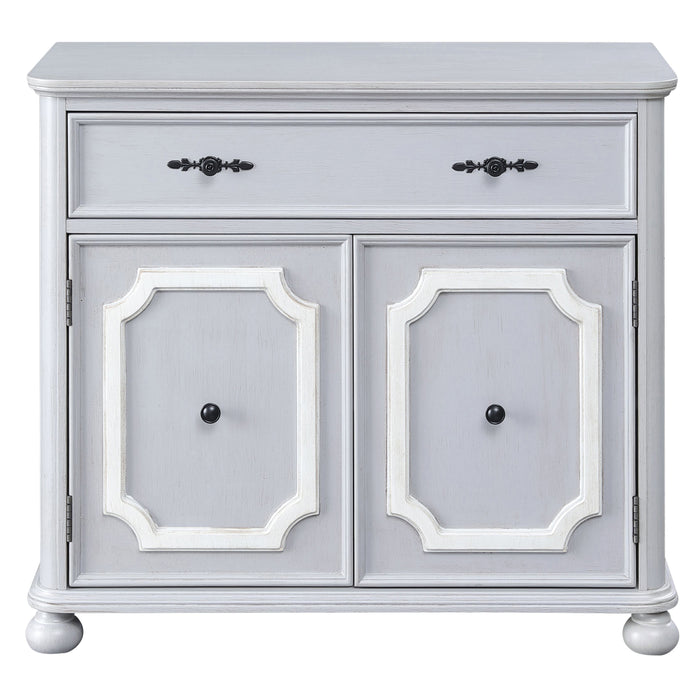 Grey 2-door Accent Cabinet with 1 Drawer