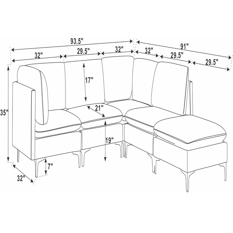 Upholstered Modular Sectional & Tall Legs