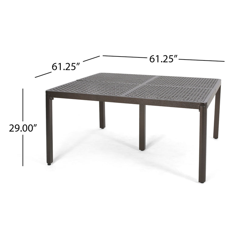 Outdoor Modern Aluminum Dining Table With Woven Accents
