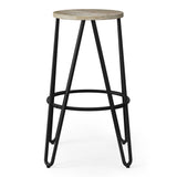 Simeon - Multifunctional Metal Stool With Wood Seat