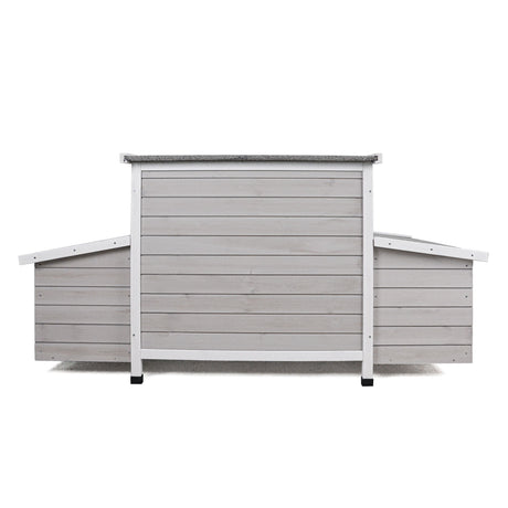 Large Chicken Coop Outdoor Hen House With 2 Sides Nesting Boxes - Gray / White Matte