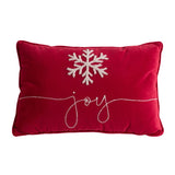 Velvet Pillow With Embroidered Joy And Frosty Snowflake, For Christmas Halloween Holiday Decor (Set of 2)
