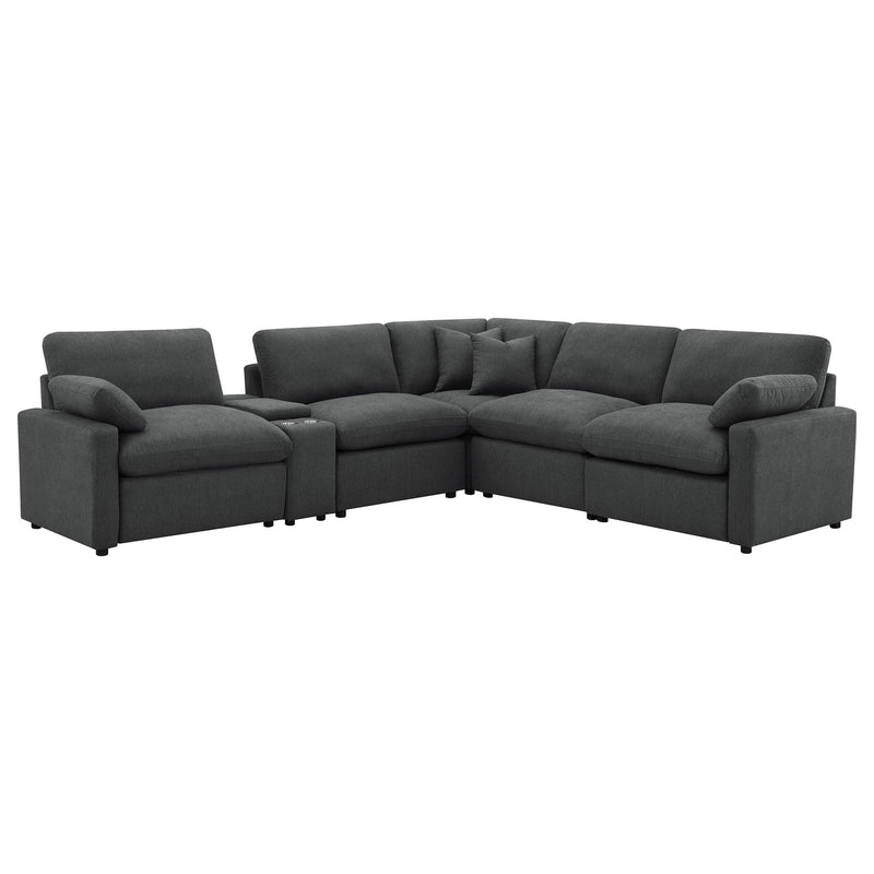 Hollander - 6 Piece Modular Power Reclining Sectional - Dark Gray