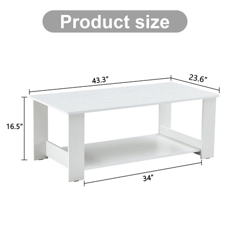 Simple White Textured Coffee Table, Material, Living Room Furniture With Storage Space, Nordic Minimalist Design - White