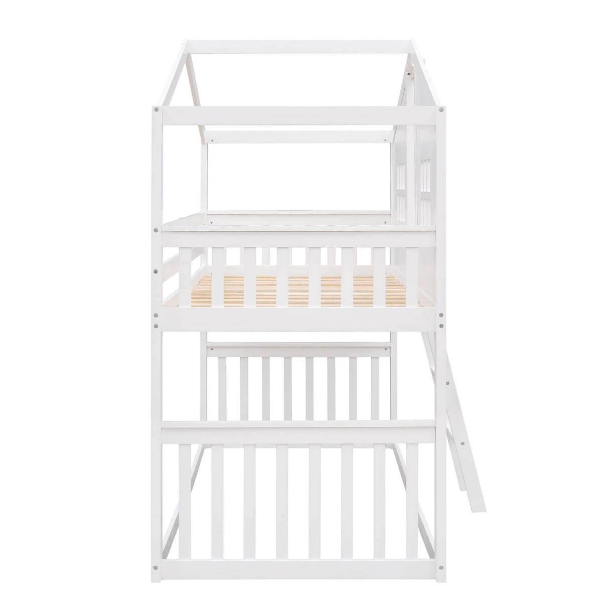House Bunk Bed With Ladder, Wood Bed