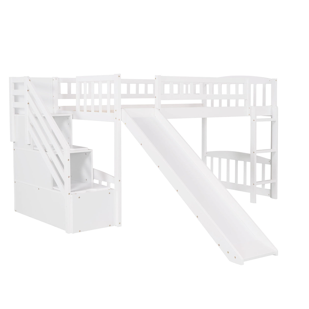 Loft Stairway Bed With 2 Drawers And Slide
