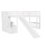 Loft Stairway Bed With 2 Drawers And Slide