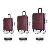3 Piece Luggage Sets Lightweight Suitcase With Two Hooks, Spinner Wheels, Tsa Lock, Durable Hard Shell