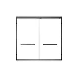 Aluminum Frame Double Double Soft Close Shower Door, Tempered Glass And Dual Stainless Steel Handles