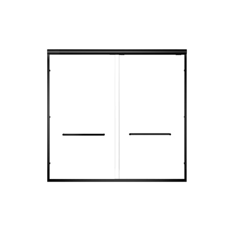 Aluminum Frame Double Double Soft Close Shower Door, Tempered Glass And Dual Stainless Steel Handles