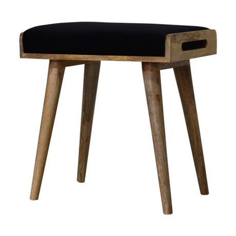 Velvet Tray Style Footstool - Black
