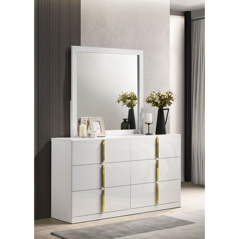 Lauryn - 6 Drawer Dresser With Mirror - Gloss White