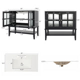 Bathroom Vanity With Ceramic Sink, Adjustable & Open Shelf