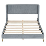 Platform Contemporary Bed With Legs And Upholstered Headboard
