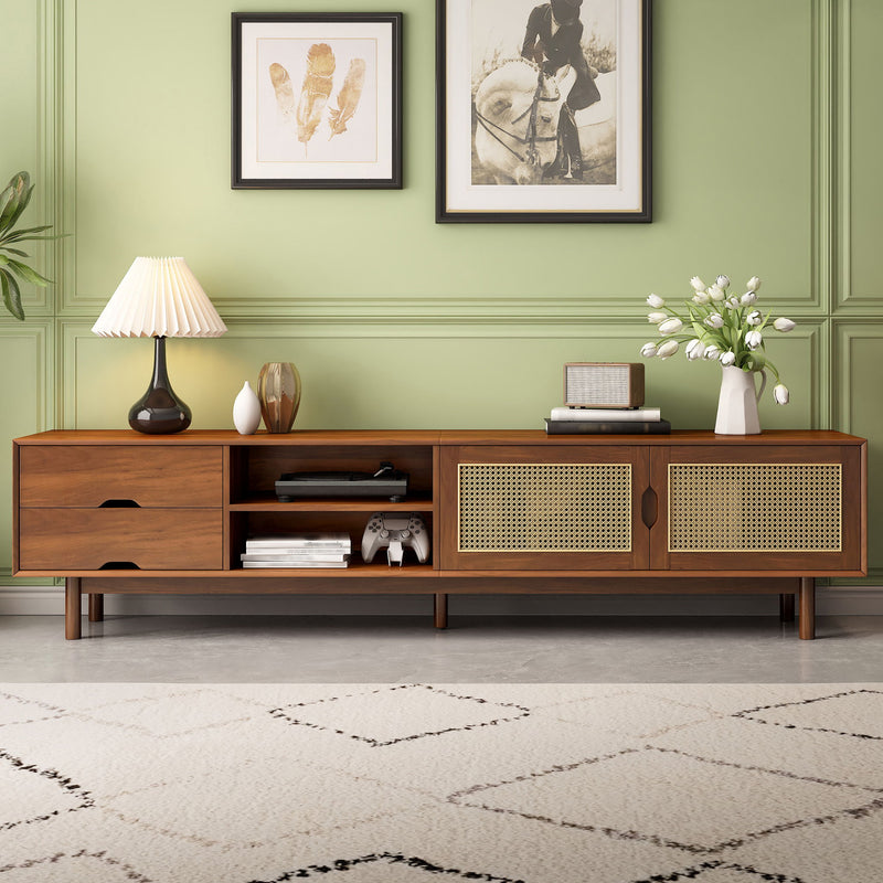 TV Stand For TVs Up To 85", Media Console With 2 Drawers - Walnut