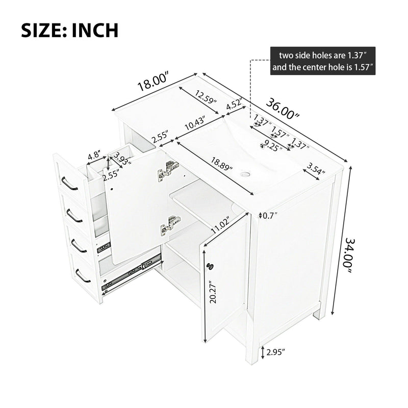 Modern Bathroom Vanity With Sink Top, 2 Doors And 2 Drawers