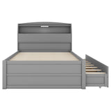 LED Platform Bed With Trundle With Storage Headboard With Drawers