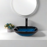 Artistic Vessel Sink With Faucet And Pop Up Drain - Blue