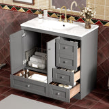 Shaker Free Standing Bathroom Vanity Cabinet With Sink, Soft Close Drawers, Soft Close Doors