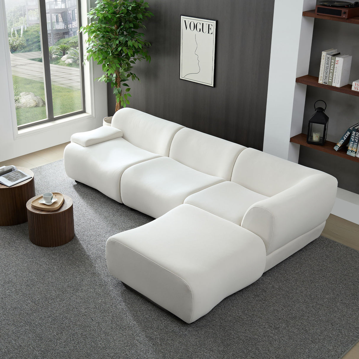Strong Durable Fabric 4 Seat Sectional Sofa With High Density Sponge