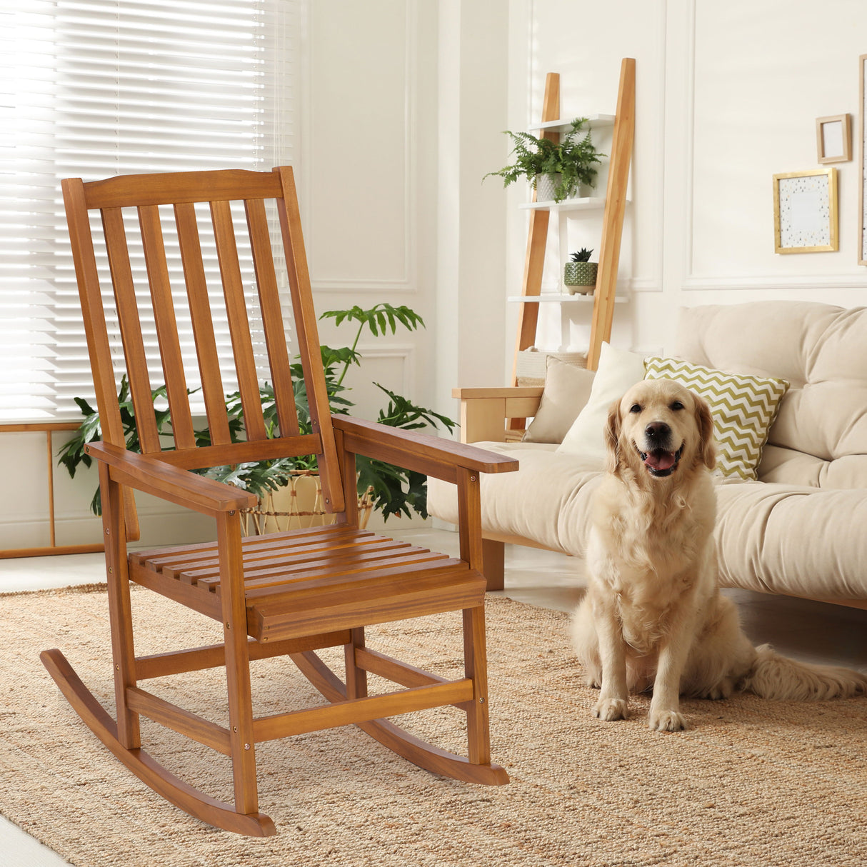 Acacia Indoor Rocking Chair, Outdoor Solid Patio Furniture