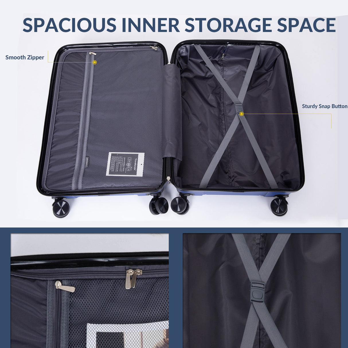 Hardshell Suitcase Spinner Wheels Lightweight Durable Suitcase With Tsa Lock, 3 Piece Set