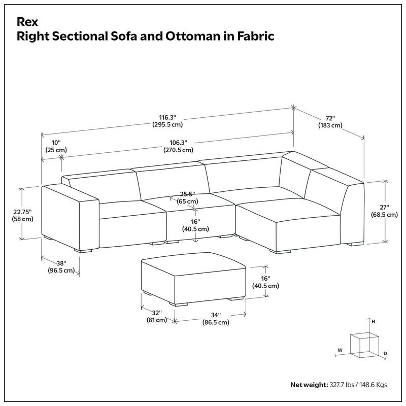 Rex - Handcrafted Sectional Sofa And Ottoman