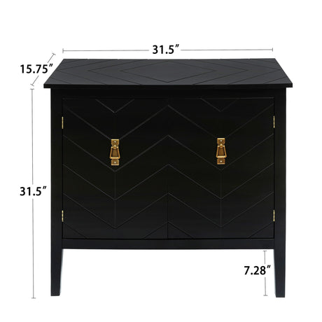Vintage Style 2 Door Wooden Sideboard Cabinet For Living Room, Dining Room, Or Office - Black Wood