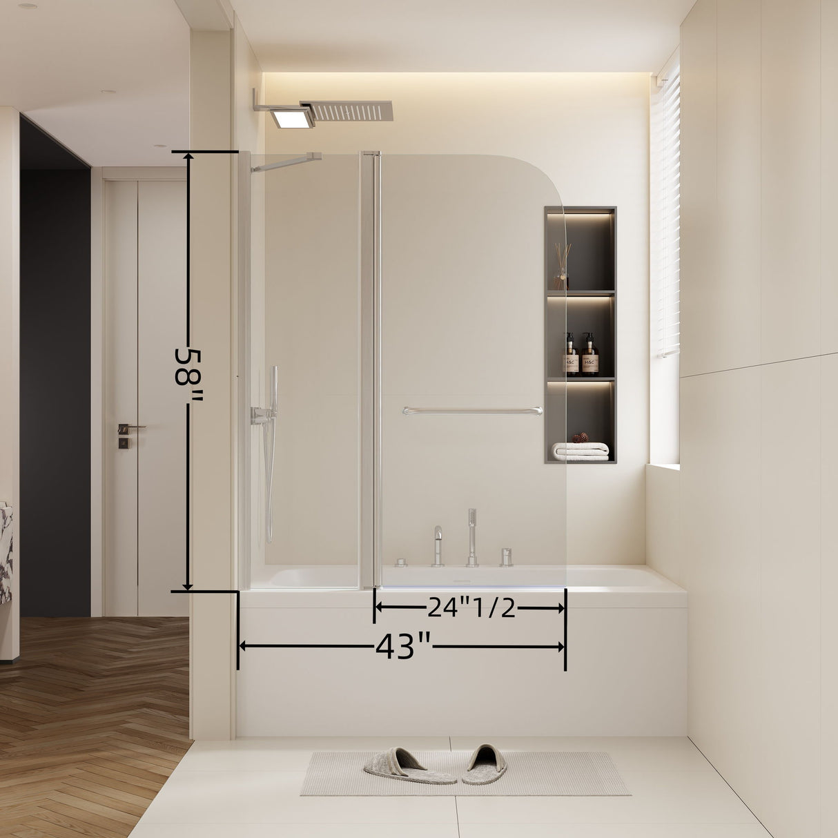 Shower Doors For Bathtub With Tempered Glass